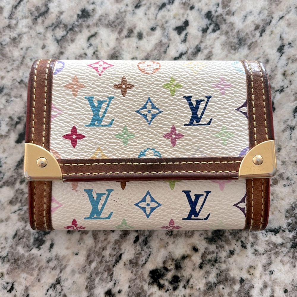 Louis Vuitton LV Takashi Murakami Multicolor Monogram Compact Card Holder Wallet